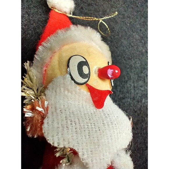 Vintage Santa Elf Flocked MCM Chenelle "Berry Nose" Ornament - Picture 3 of 10